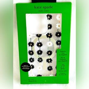 Kate Spade Daisy Chain Design iPhone 15 PRO Case Clear Black & Gold Accents NWT